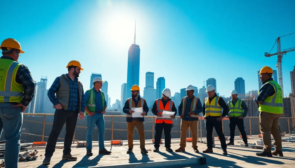 Professional Manhattan General Contractor overseeing construction with urban skyline backdrop.