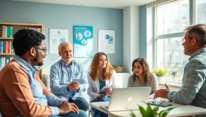 Engaging discussion on Health between professionals and community members in a modern setting.