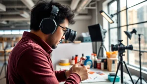 Fotografo Commerciale esperto che cattura prodotti in studio con illuminazione creativa.