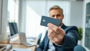 신용카드 현금화 전문가가 사무실에서 고객에게 조언하는 모습