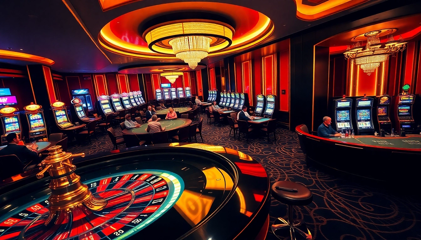 Players enjoying a high-stakes game at the luxurious casino environment of https://rr88.wales/ with vibrant roulette tables.