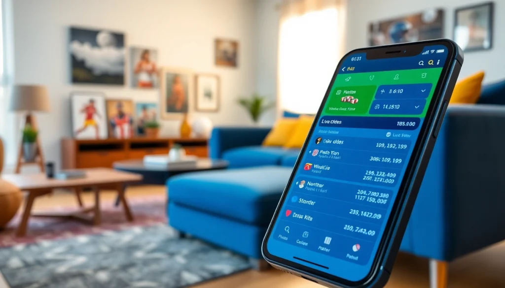 Explore sports betting apps Alabama showcased on a smartphone against a home setting.