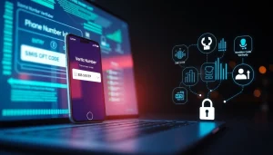 Online phone number verification interface showcasing secure data processes and user engagement.