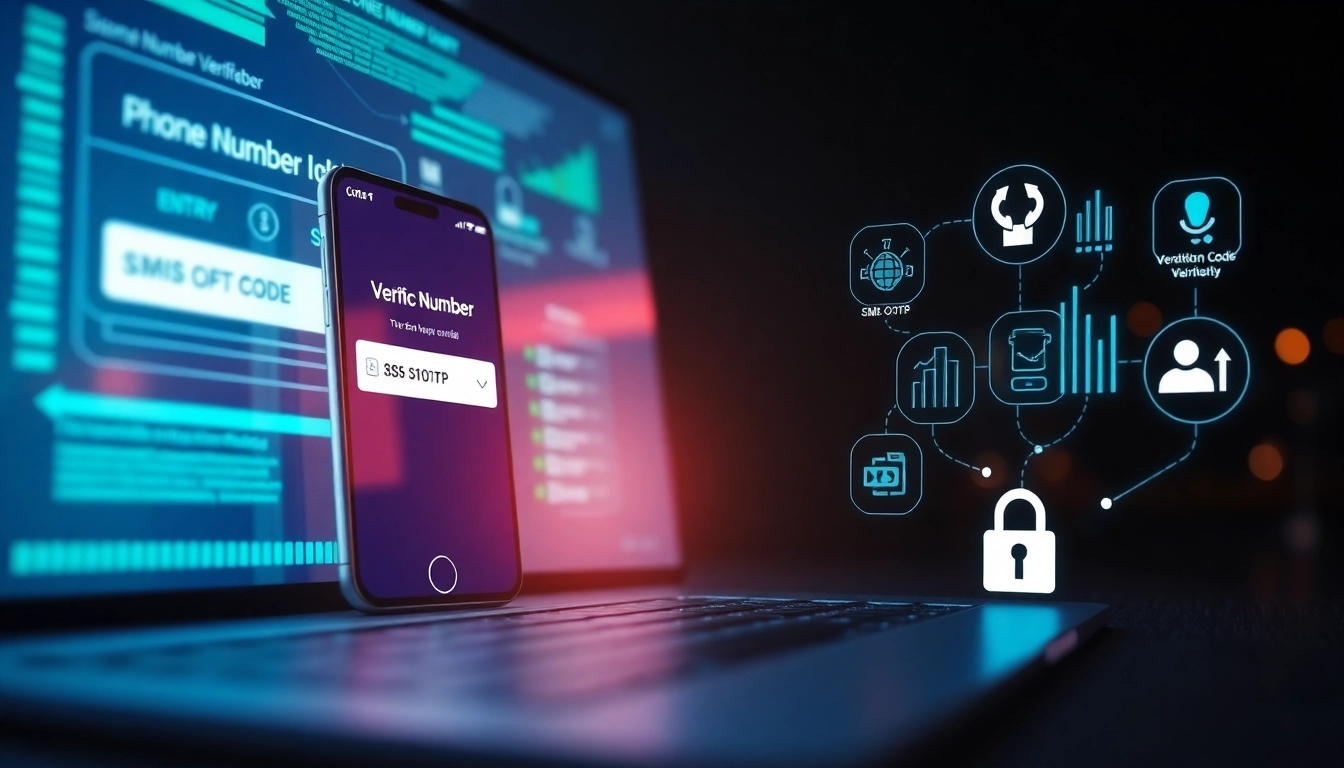 Online phone number verification interface showcasing secure data processes and user engagement.