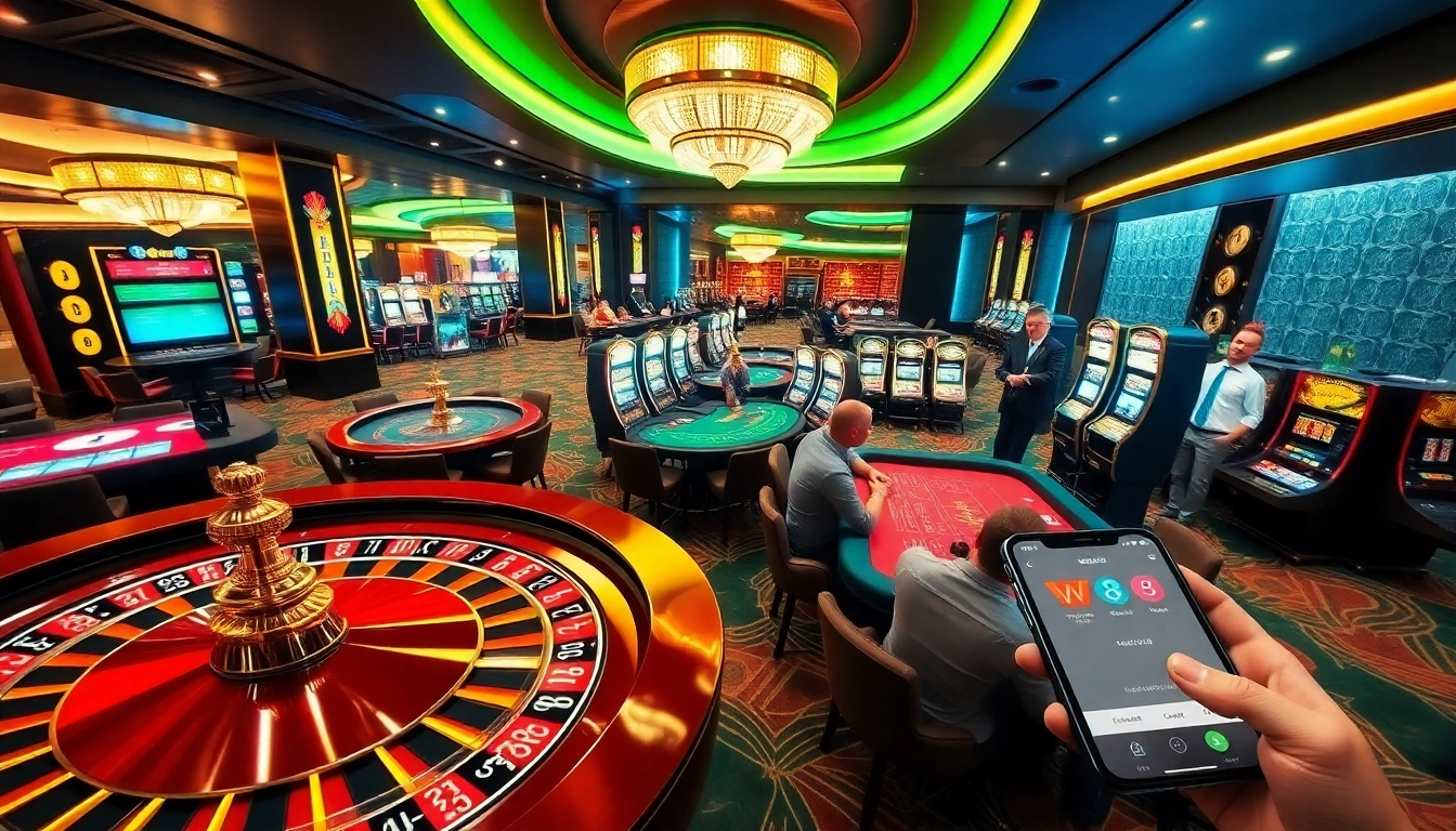 Players enjoying gaming at a luxurious casino featuring the W88 link betting interface.