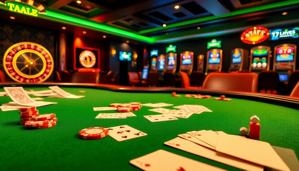 Engage in high-stakes poker at 7m's luxurious casino with vibrant tables and chips.