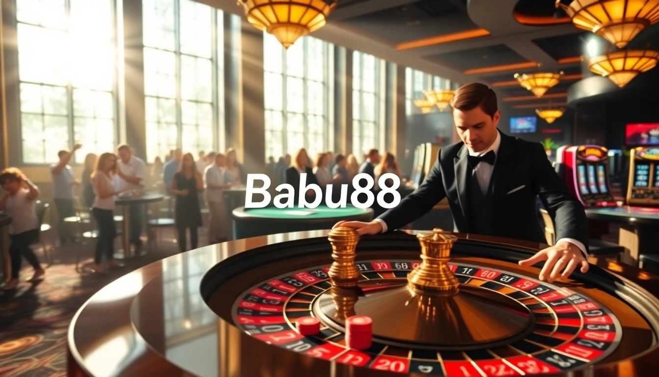 Experience the thrill of casino gaming at Babu88 with vibrant tables and eager players.