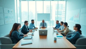 Engaged professionals collaborating on strategy capture management in a modern office setting.