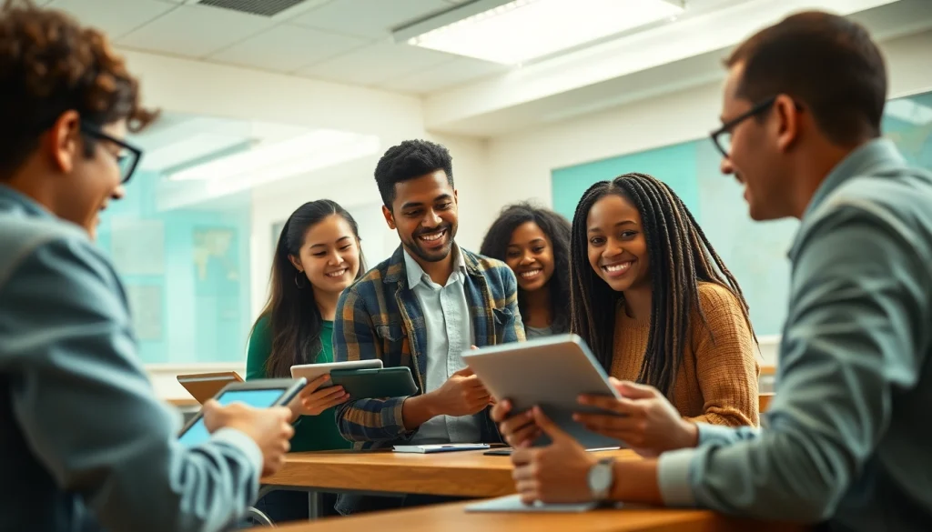Engaging classroom scene showcasing innovative education methods with diverse students.