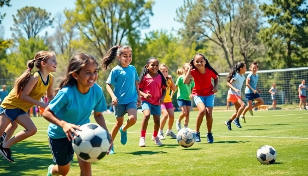 Girls participating in dynamic activities at Multi Sports Camps for Girls, showcasing teamwork and fun.