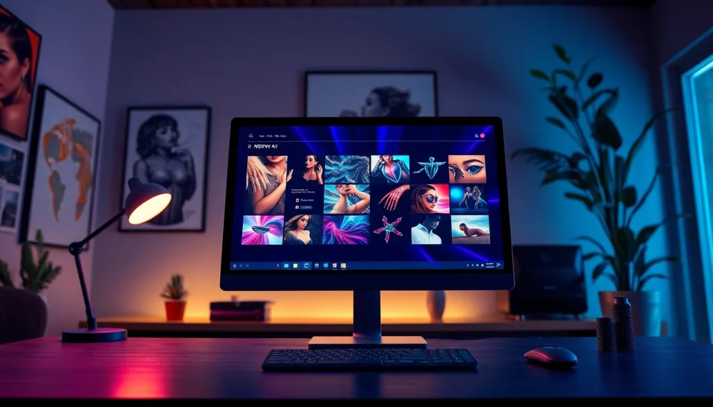 Explore the advanced NSFW AI image generation tool in a modern workspace with vibrant visuals.