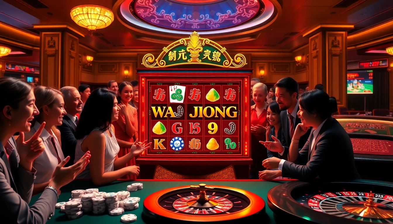 Experience the thrill of a slot demo mahjong with vibrant visuals and passionate players in a luxury casino setting.