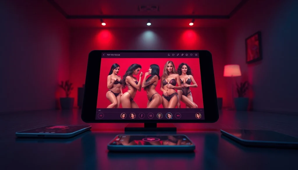 Futuristic NSFW AI interface showcasing engaging characters on a sleek digital device