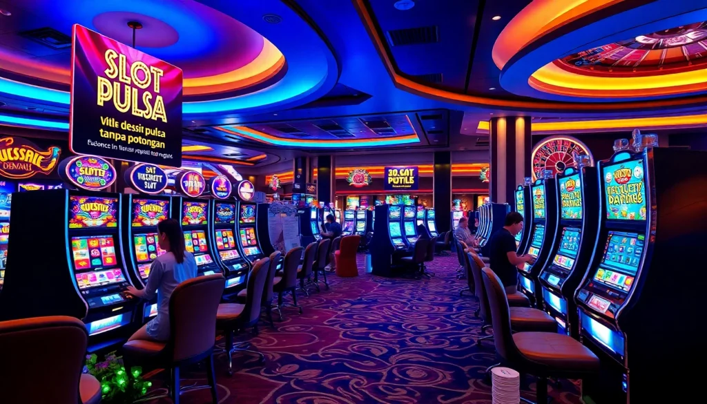 Rasakan sensasi slot deposit pulsa tanpa potongan saat para pemain menikmati mesin slot yang penuh warna di kasino mewah.
