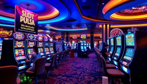 Rasakan sensasi slot deposit pulsa tanpa potongan saat para pemain menikmati mesin slot yang penuh warna di kasino mewah.