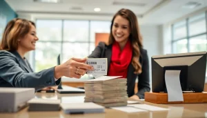 Menyetorkan 1k di bank dengan teller yang ramah membantu nasabah.