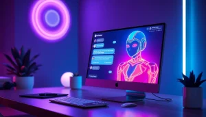 Engaging visual of a free NSFW AI interaction with a futuristic chatbot.