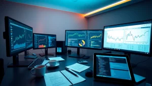 Web scrapping data visualization in a modern workspace with a programmer.