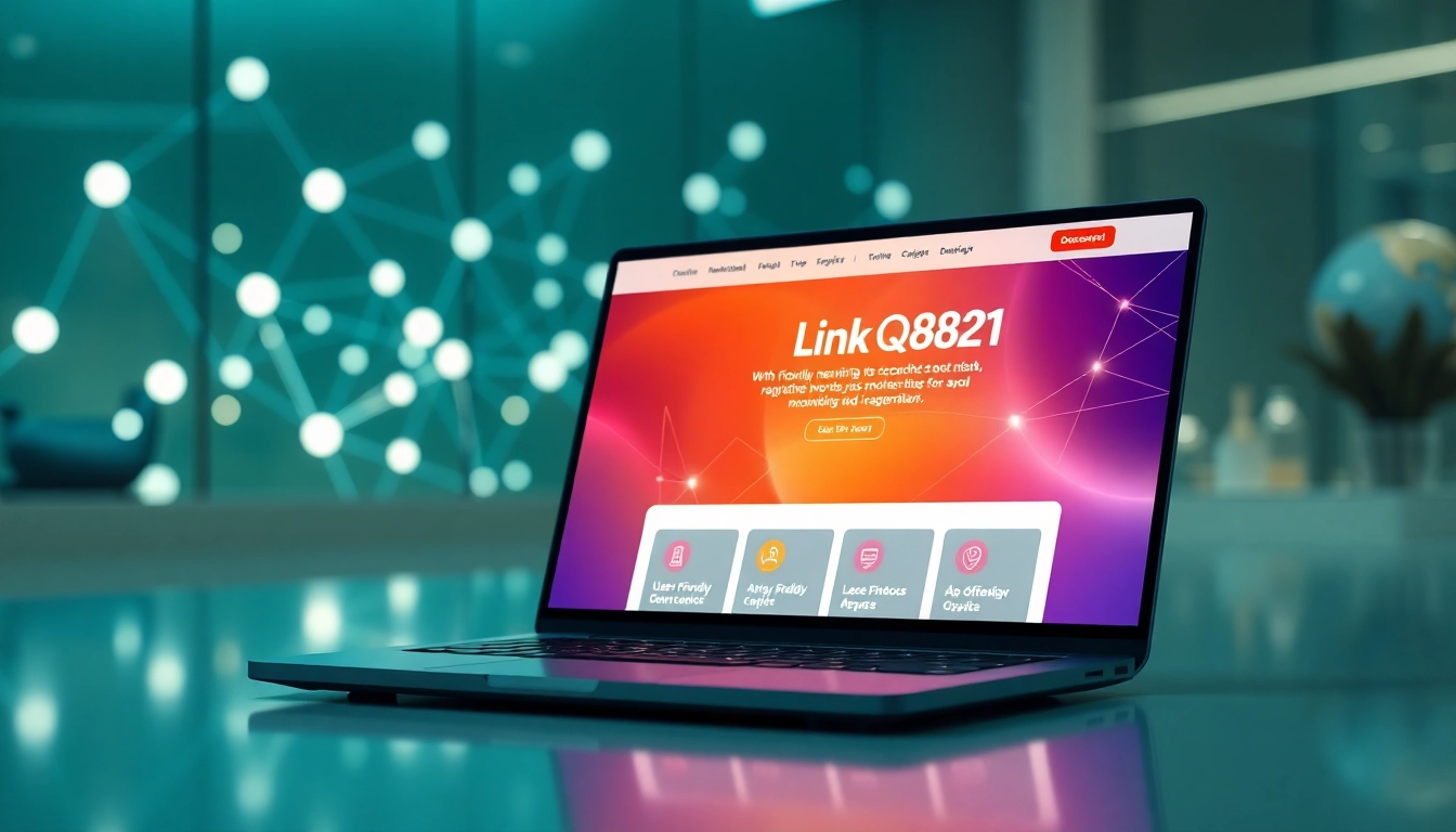 Tampilkan antarmuka digital link qq8821 yang menarik dengan elemen modern.