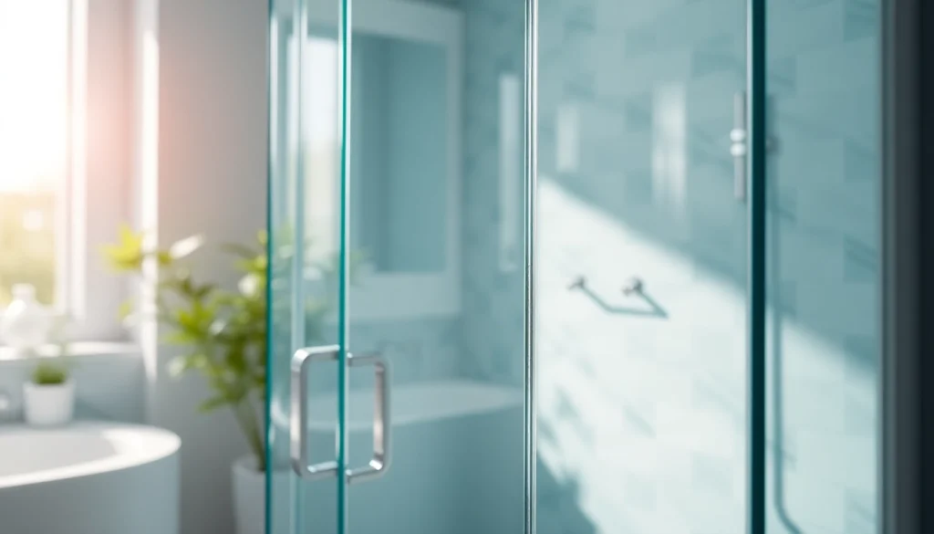 Elegant sunney shower doors featured in a stylish bathroom with bright lighting and premium design.