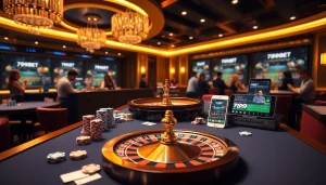Experience thrilling gameplay at 789BET with poker chips, roulette, and online betting excitement.