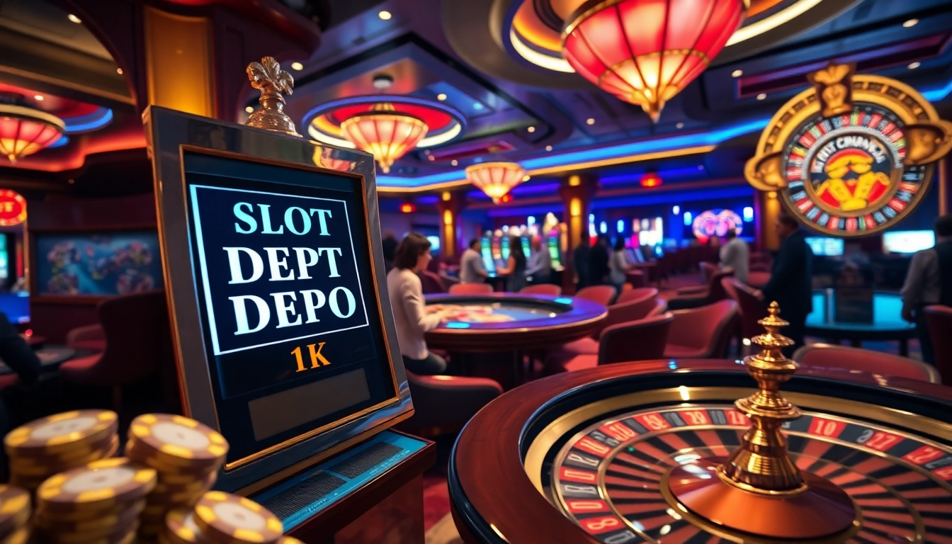 Rasakan sensasi Slot Depo 1K dengan para pemain yang menikmati permainan seru di kasino mewah.