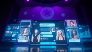 Engaging NSFW AI chat scene showcasing diverse interactive characters and modern technology.