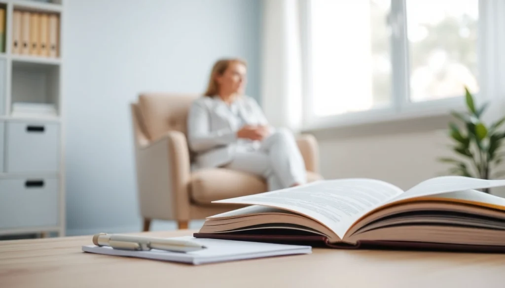 Anxiety symptoms depicted in a calming therapy session with notepad and book.