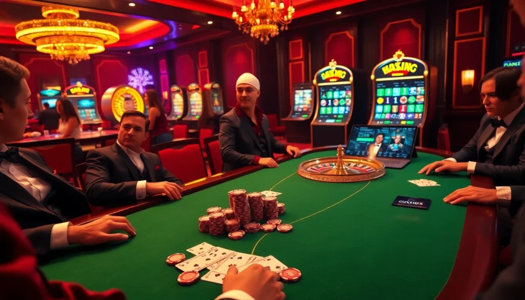 Vivez l'excitation du casino en ligne France avec cette scène vibrante de jeu de poker.