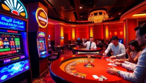 MABAR88 Link ditampilkan dalam adegan kasino mewah, menyoroti pemain yang terlibat dalam permainan yang mendebarkan.