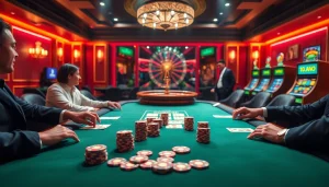 Vivez une expérience de jeu palpitante à une table de poker en ligne avec des jetons et des cartes vibrantes.