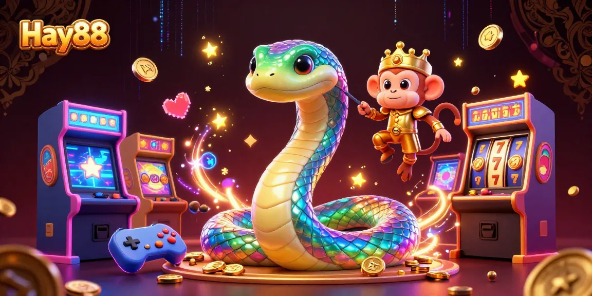 Engage in thrilling gaming at Hay88 with colorful casino elements and vibrant characters.