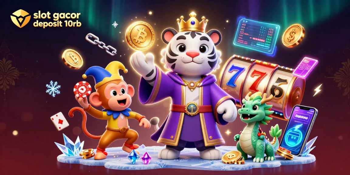 Experience the excitement of slot gacor deposit 10rb in this vibrant 3D casino scene full of interactive elements.