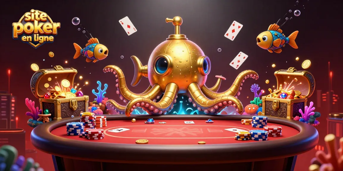 Jouer au poker sur un site de poker en ligne avec la kraken dorée et des poissons mécaniques