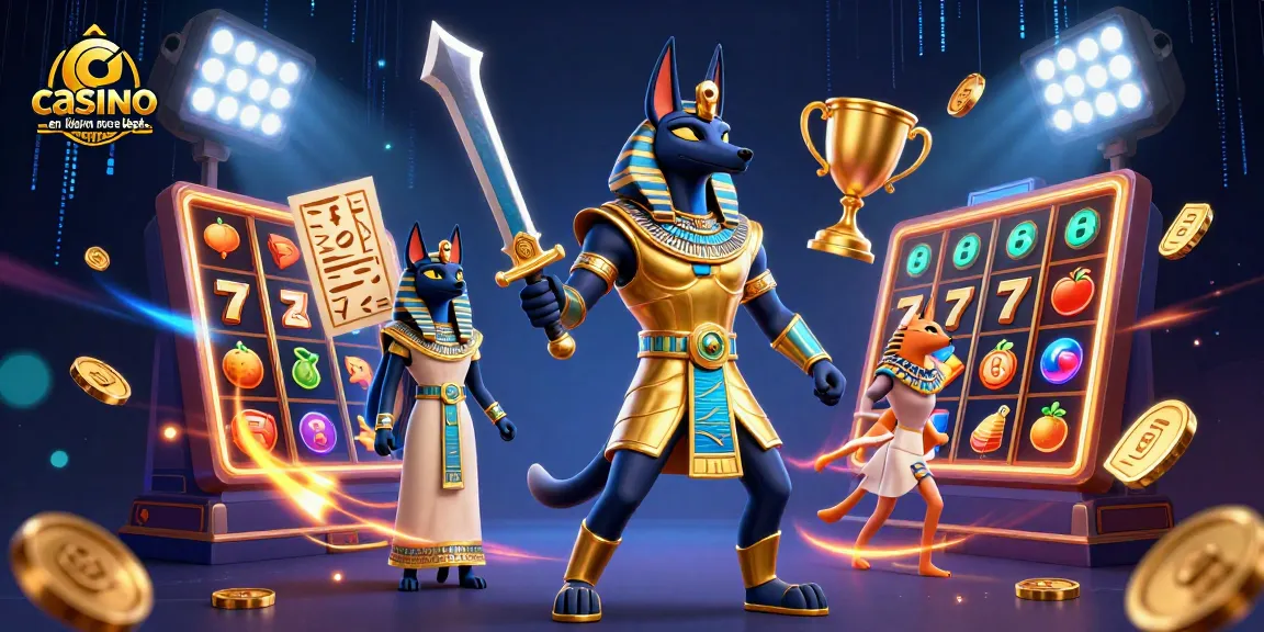 Visualisez le casino en ligne France légal avec des personnages captivants, des jeux et des éléments de victoire.