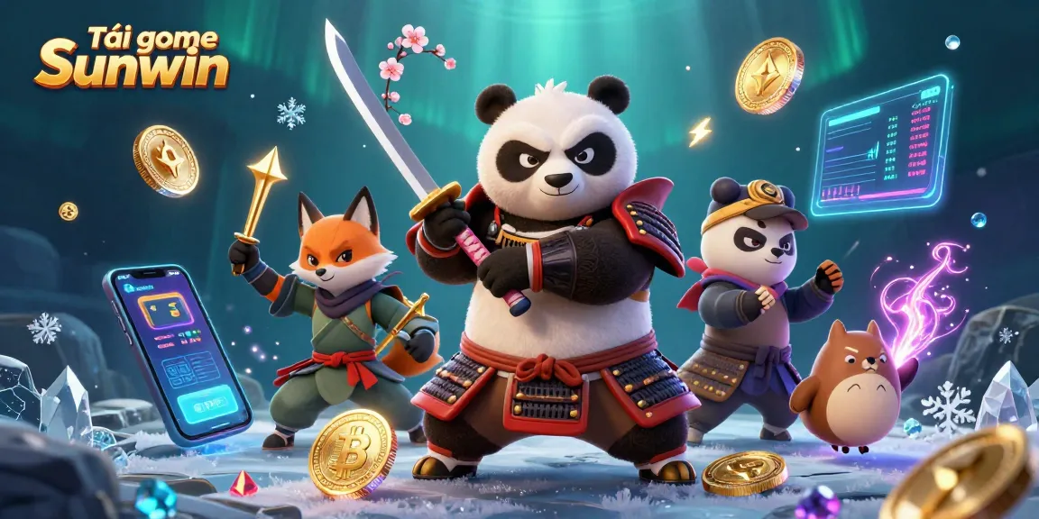 Tải game Sunwin in a fantasy casino scene with animated characters and vibrant gaming elements.