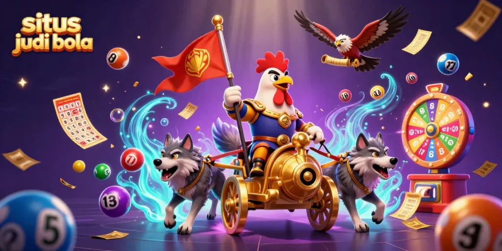 Engage in thrilling situs judi bola action with a colorful illustrated gambling scene filled with energy.