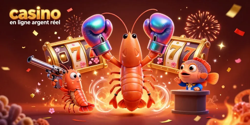 Jouez au casino en ligne argent réel avec des jackpots et des machines à sous colorées dans un décor festif.
