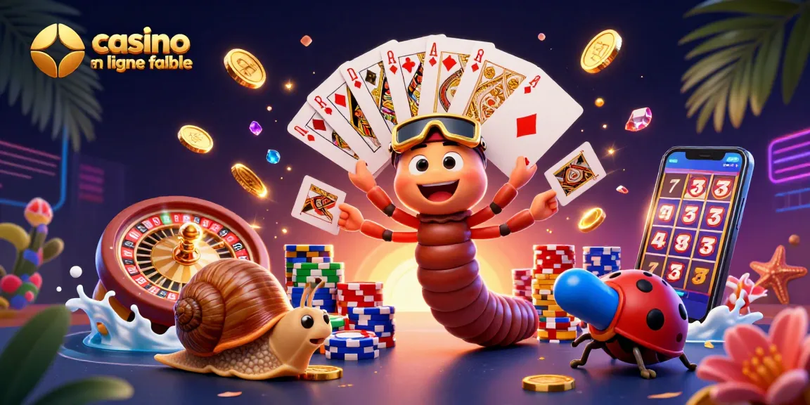 Visitez un casino en ligne fiable et dynamique avec un croupier millipède et un escargot joueur.