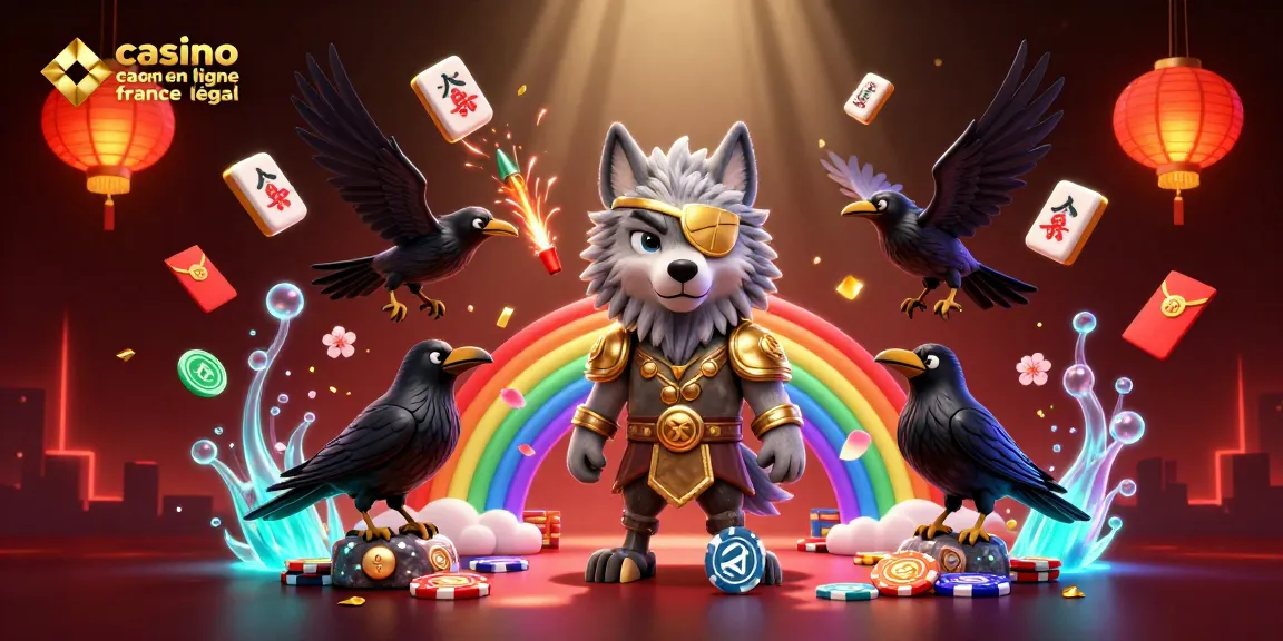 Plongez dans l'univers des jeux avec casino en ligne légal en France, où le loup Odin et ses compagnons scintillent parmi les jetons et éléments de jeu.