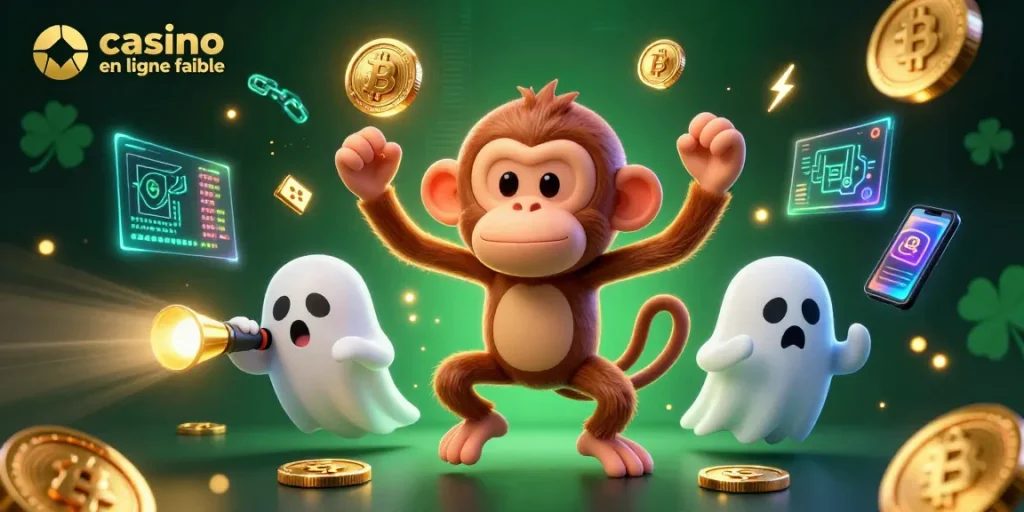 Jouer à des jeux de casino en ligne fiable avec un singe poltergeist et un chiot chasseur de fantômes.