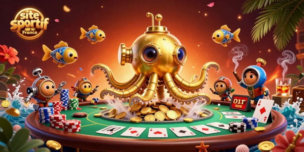 Pariez sur le site paris sportif France avec Kraken et ses poissons mécaniques en pleine action.